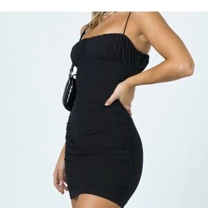 Princess Polly Black Ruched Spaghetti Strap Dress